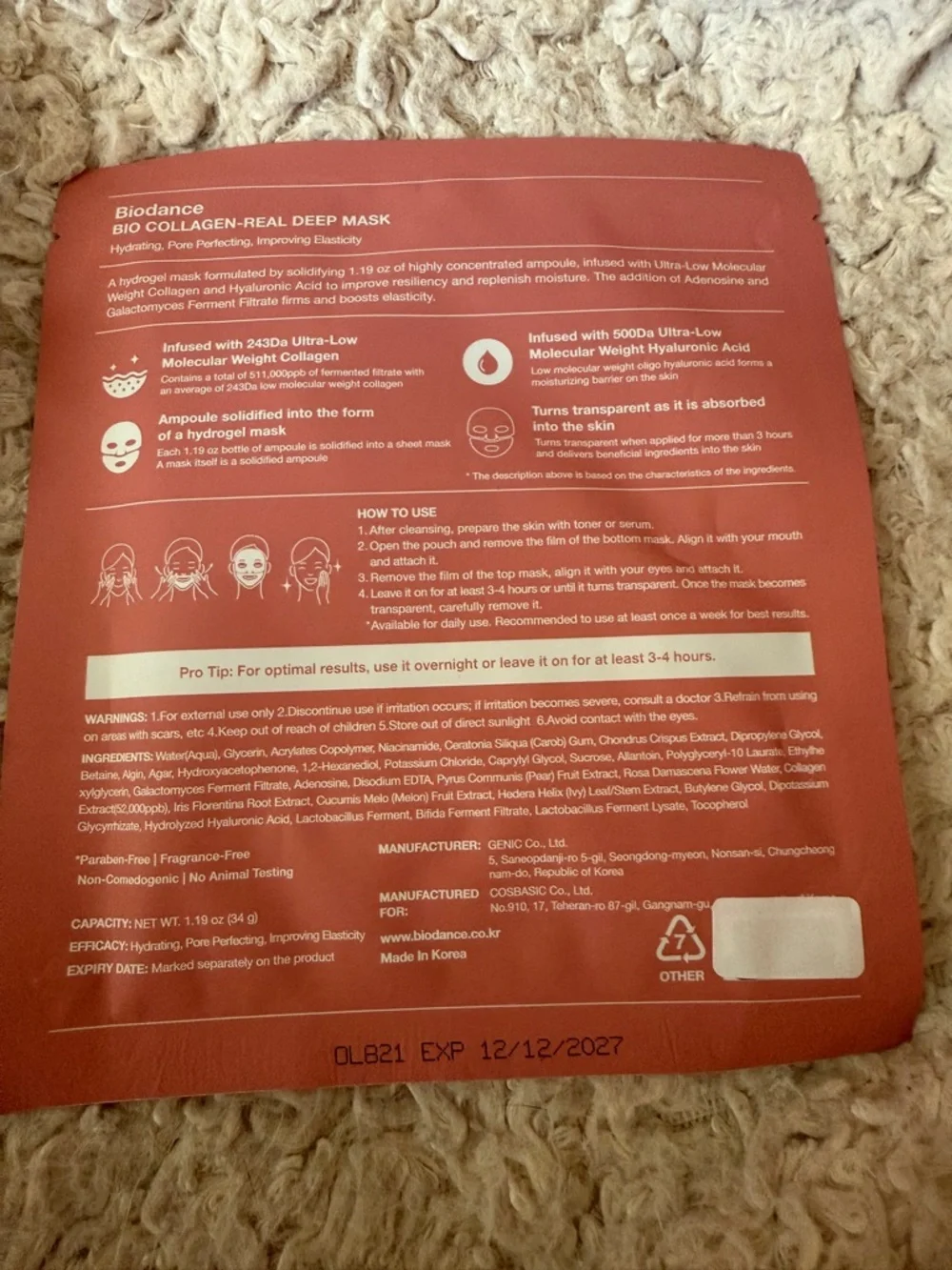 💙 4/$20 Biodance Bio Collagen Real Deep Mask